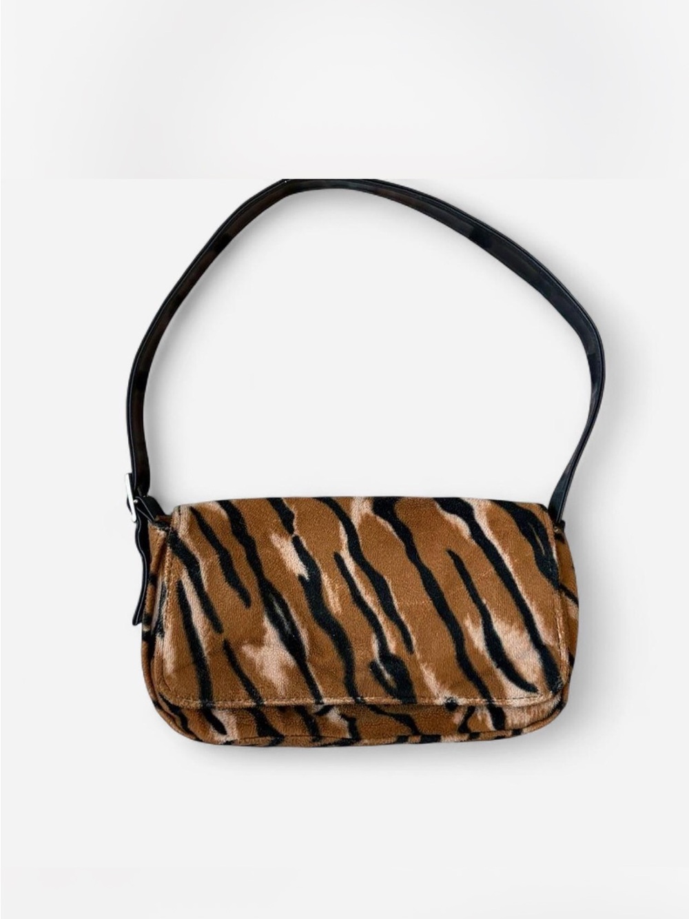 Zara Vintage Y2K Tiger Print Faux Fur Baguette Shoulder Bag